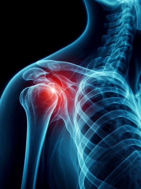bluecolored-xray-shoulder-with-blurred-red-light