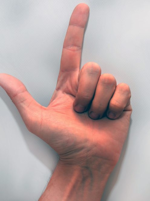 Letter L in American Sign Language (ASL) for deaf people