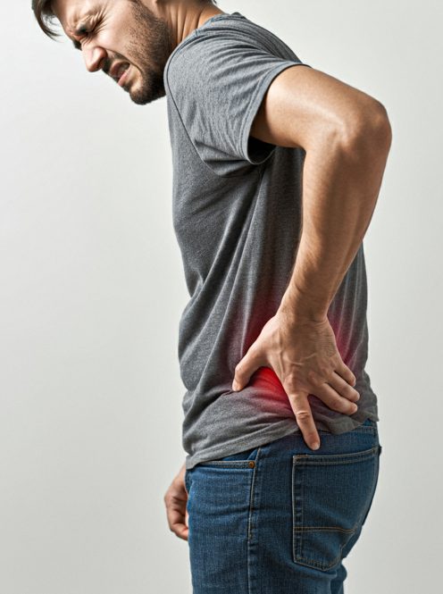 man-with-back-pain-with-red-effect-injury-isolated-white-background