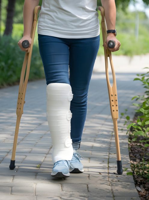 person-walks-with-crutches-right-leg-cast-amidst-greenery-social-media